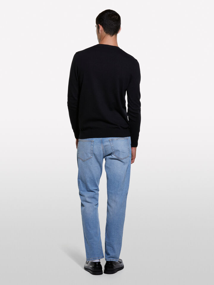 Black crew neck sweater - men's crew neck sweaters - Black | Sisley image number 2
